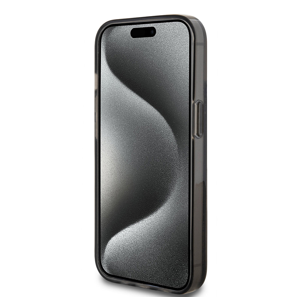 Ovitek za Apple iPhone 15, Guess, Liquid Glitter Gold Stripes, Črn