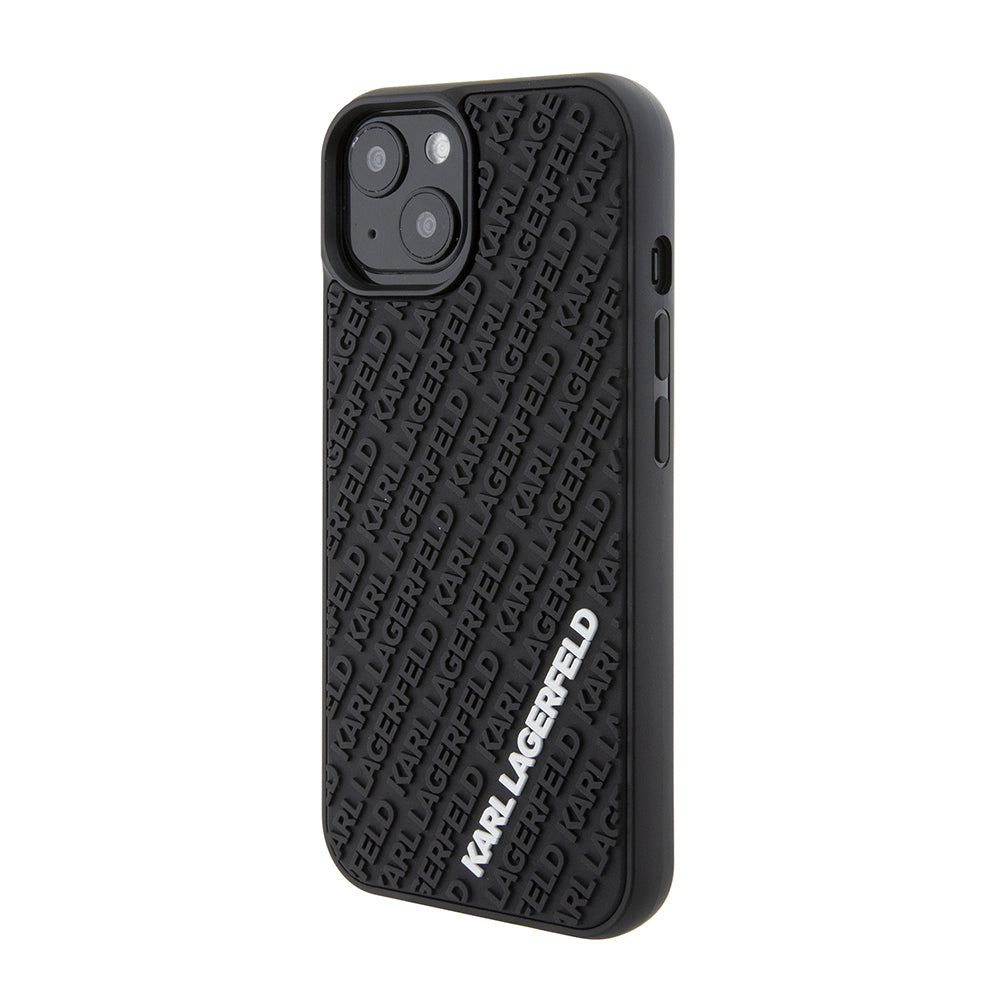 Ovitek za Apple iPhone 15, Karl Lagerfeld, 3D Rubber Multi Logo, črn