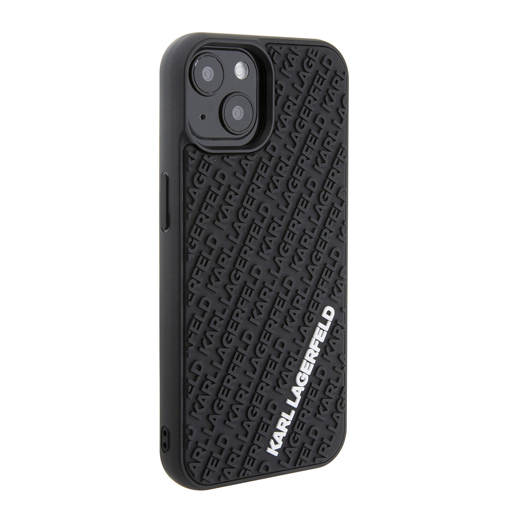 Ovitek za Apple iPhone 15, Karl Lagerfeld, 3D Rubber Multi Logo, črn