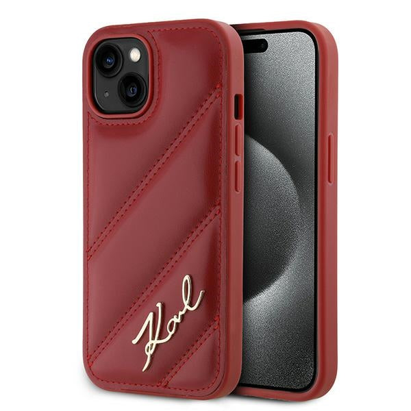 Ovitek za Apple iPhone 15, Karl Lagerfeld, Diagonal Quilted Script, Rosie