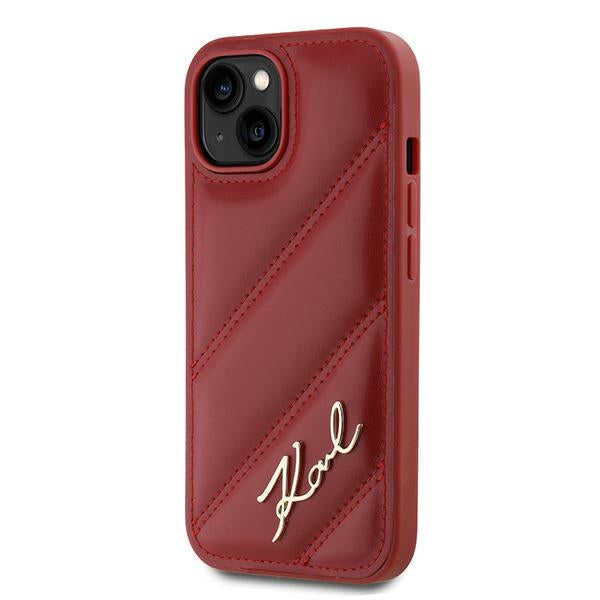 Ovitek za Apple iPhone 15, Karl Lagerfeld, Diagonal Quilted Script, Rosie