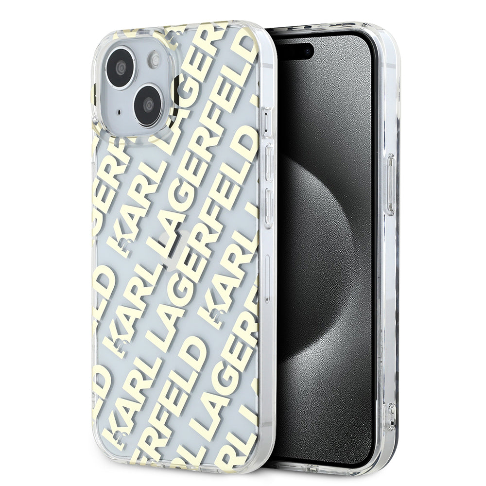 Ovitek za Apple iPhone 15, Karl Lagerfeld, IML Luxury Gold Fullover Logo, Zlat