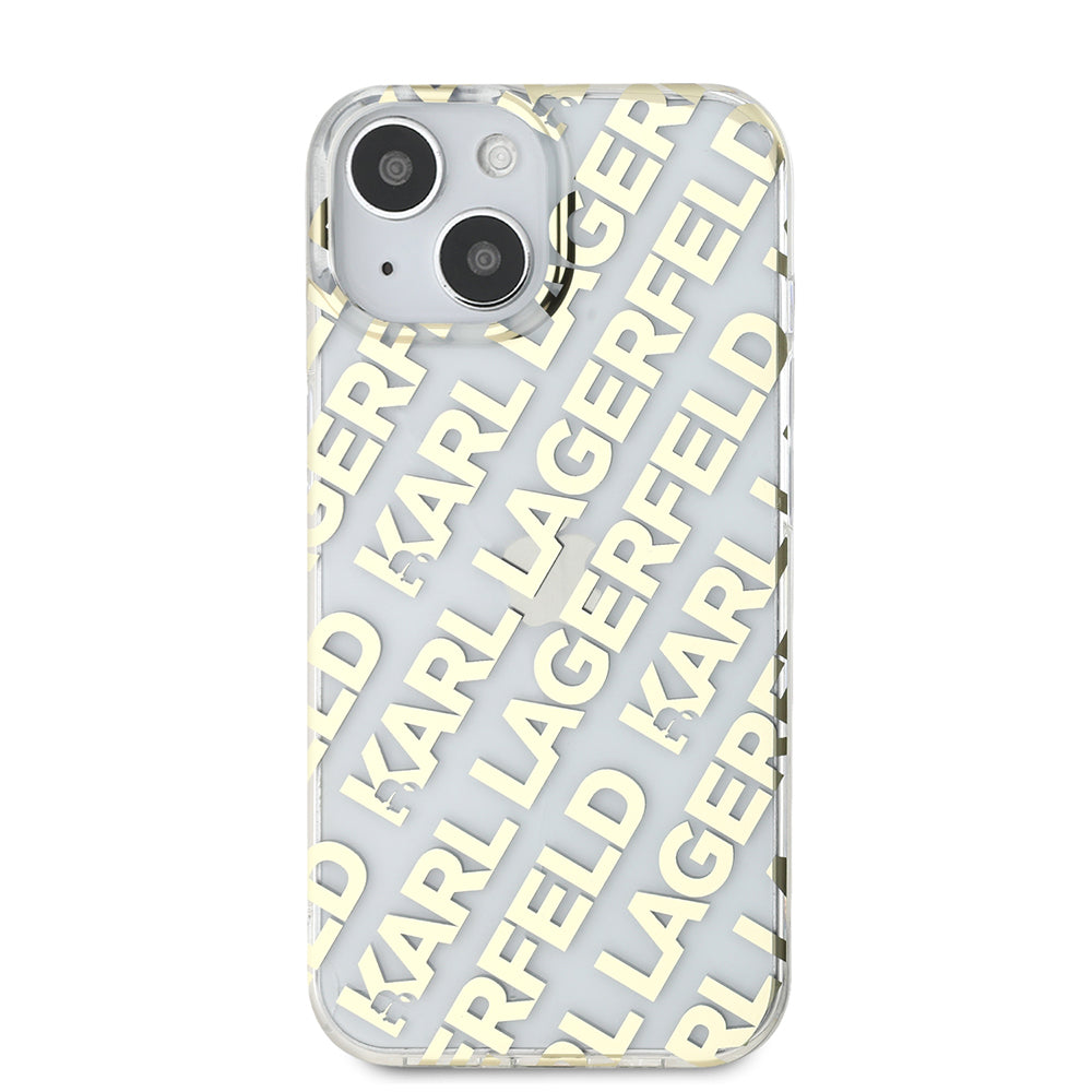 Ovitek za Apple iPhone 15, Karl Lagerfeld, IML Luxury Gold Fullover Logo, Zlat