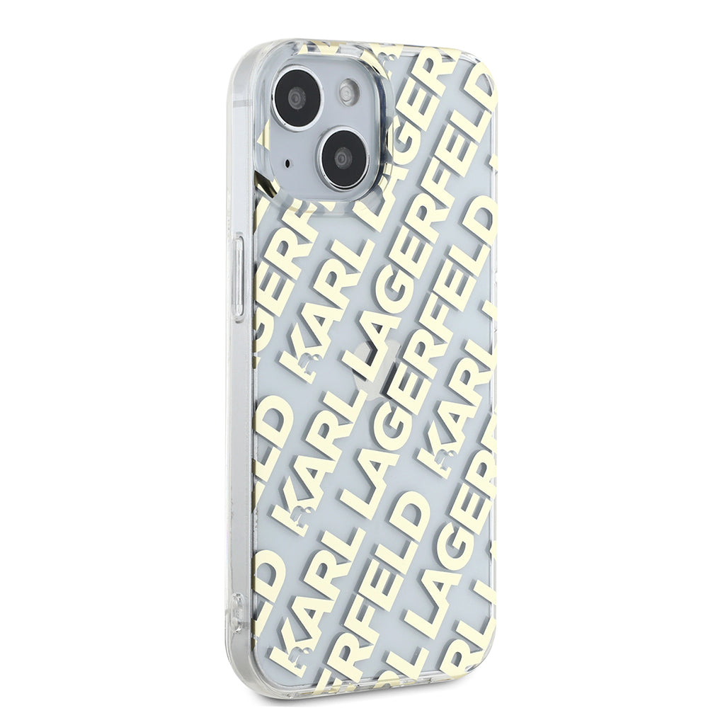 Ovitek za Apple iPhone 15, Karl Lagerfeld, IML Luxury Gold Fullover Logo, Zlat