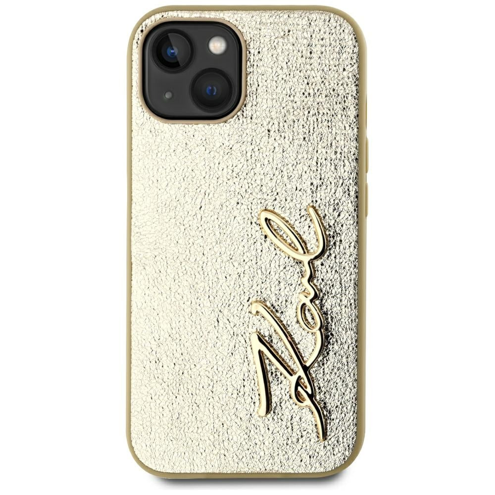 Ovitek za Apple iPhone 15, Karl Lagerfeld, Metal Signature, Zlat