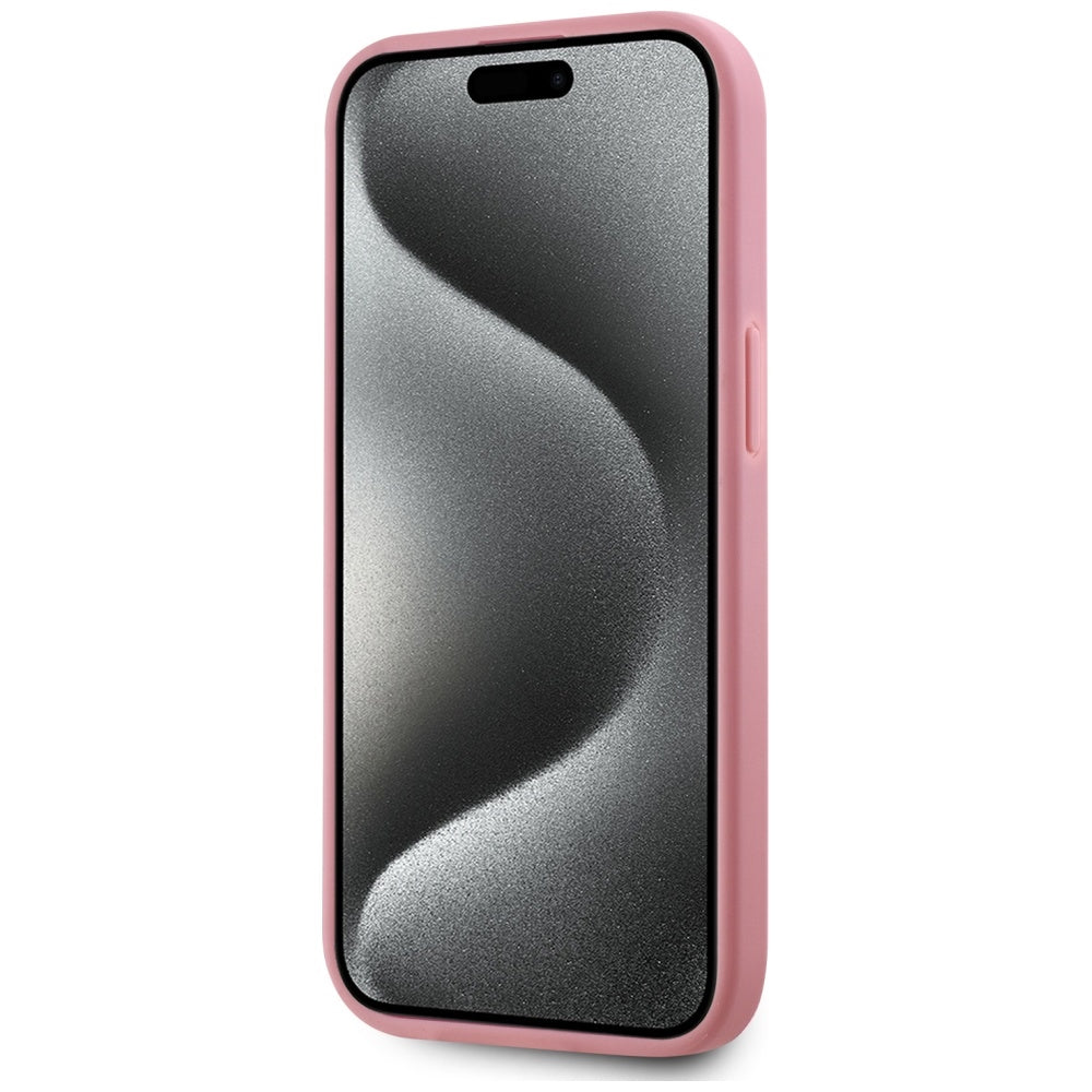 Ovitek za Apple iPhone 15, Karl Lagerfeld, Metal Signature, Roza