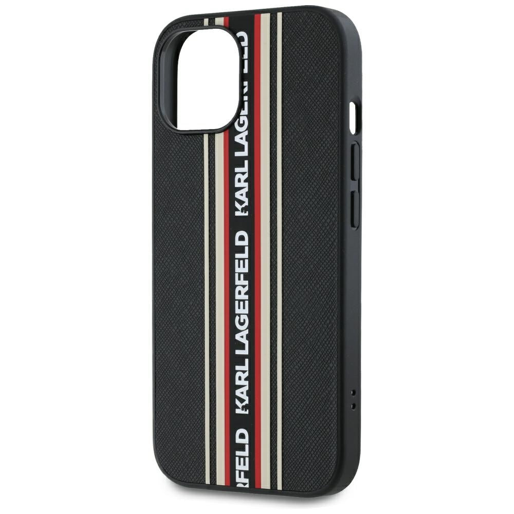 Ovitek za Apple iPhone 15, Karl Lagerfeld, Saffiano Athleisure Stripes with Strap, Rosie