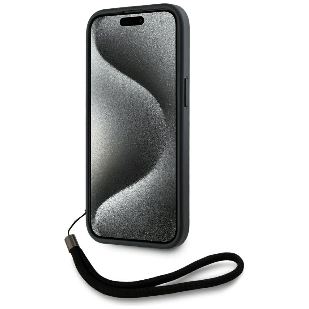 Ovitek za Apple iPhone 15, Karl Lagerfeld, Saffiano Athleisure Stripes with Strap, Rosie