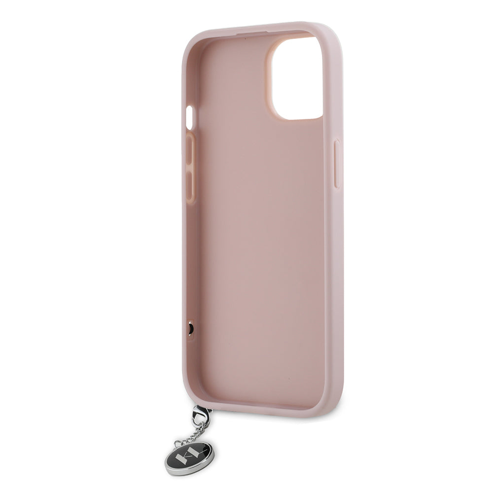 Ovitek za Apple iPhone 15, Karl Lagerfeld, Saffiano Rhinestones & Charm, Roza