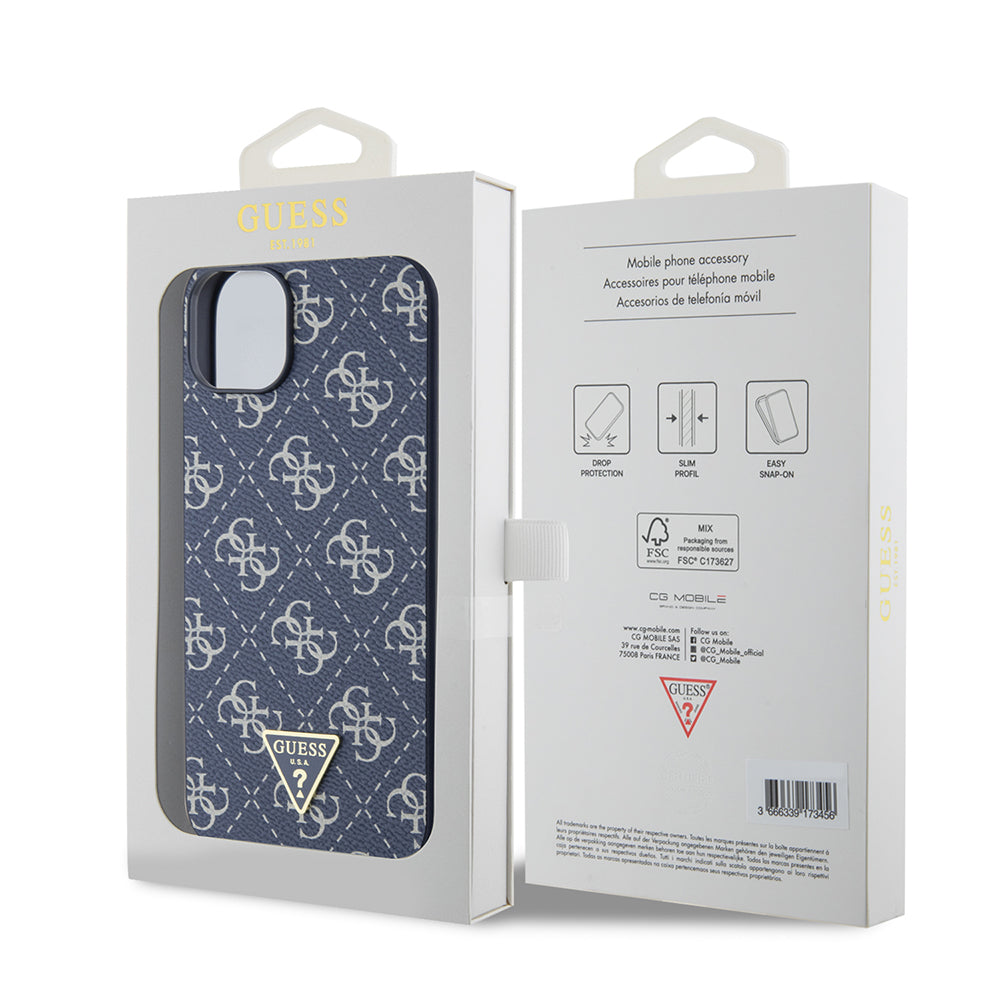 Ovitek za Apple iPhone 15 Plus, Guess, 4G Triangle Logo, Modra