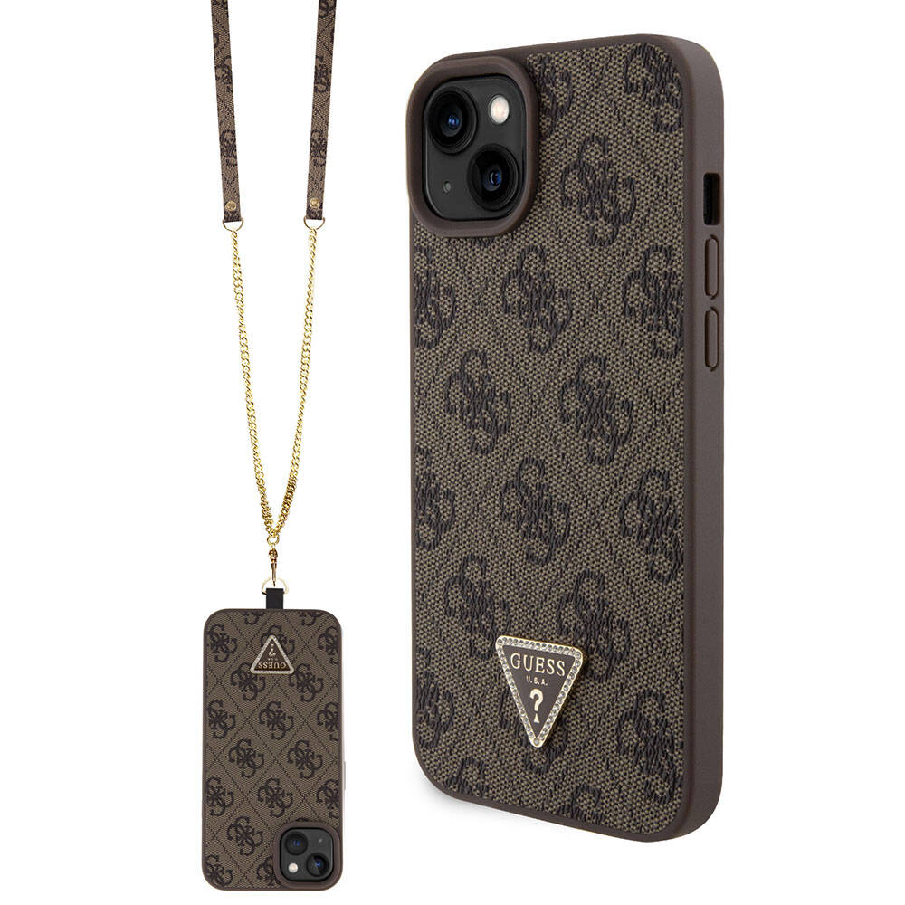 Ovitek za Apple iPhone 15 Plus, Guess, Crossbody 4G Metal Logo, Rjava