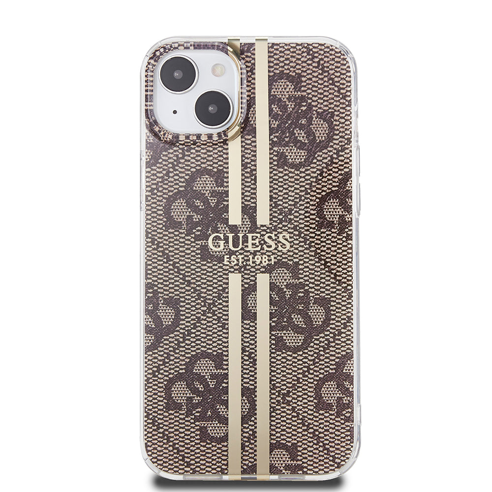Ovitek za Apple iPhone 15 Plus, Guess, IML 4G Gold Stripe, Rjava