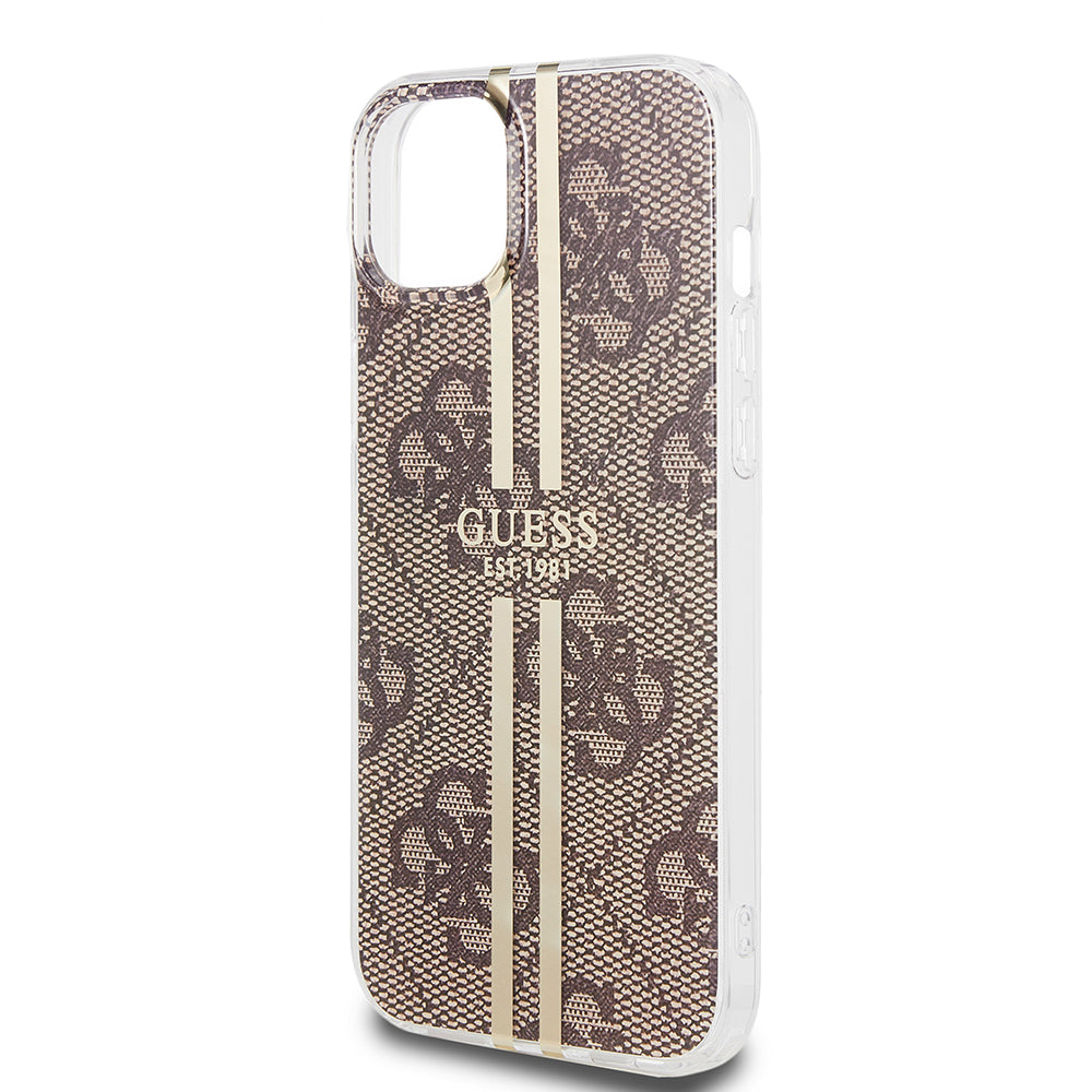 Ovitek za Apple iPhone 15 Plus, Guess, IML 4G Gold Stripe, Rjava