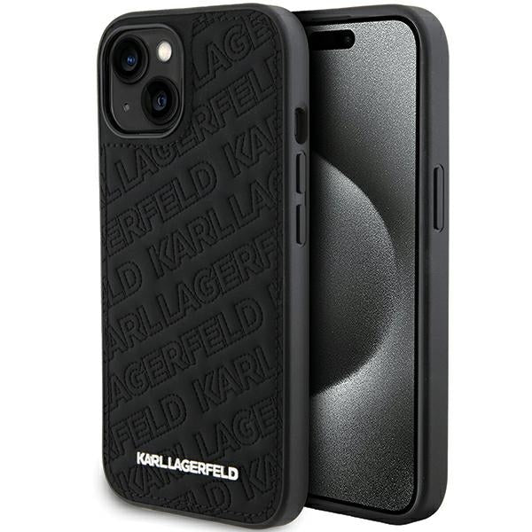 Ovitek za Apple iPhone 15 Plus, Karl Lagerfeld, Diagonal Quilted K Pattern, Črna