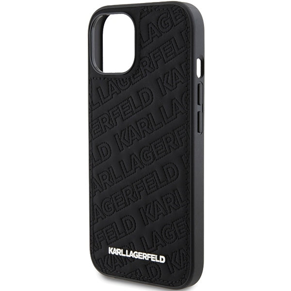 Ovitek za Apple iPhone 15 Plus, Karl Lagerfeld, Diagonal Quilted K Pattern, Črna