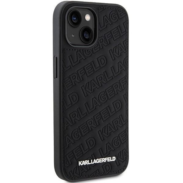 Ovitek za Apple iPhone 15 Plus, Karl Lagerfeld, Diagonal Quilted K Pattern, Črna