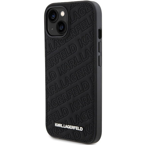 Ovitek za Apple iPhone 15 Plus, Karl Lagerfeld, Diagonal Quilted K Pattern, Črna