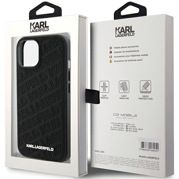 Ovitek za Apple iPhone 15 Plus, Karl Lagerfeld, Diagonal Quilted K Pattern, Črna