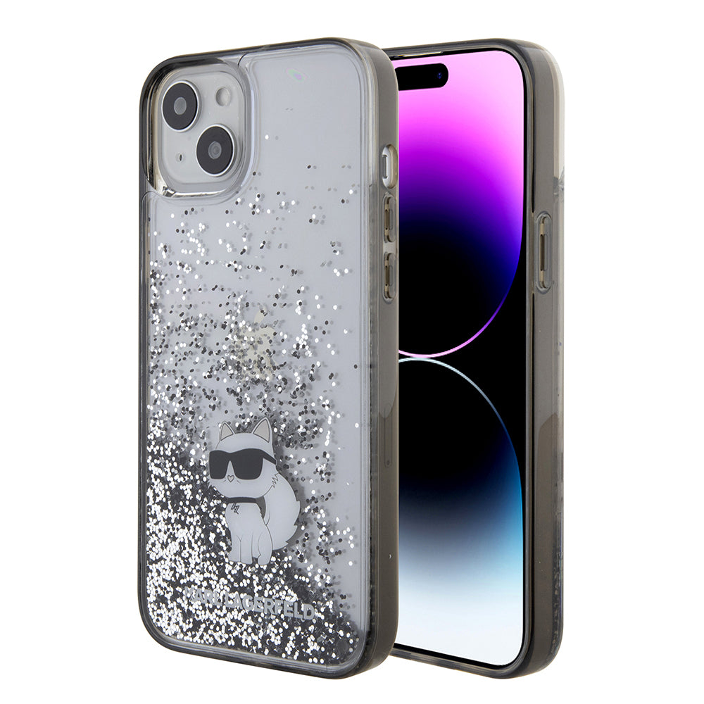 Ovitek za Apple iPhone 15 Plus, Karl Lagerfeld, Liquid Glitter Choupette, Prozoren