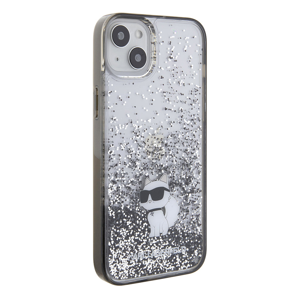 Ovitek za Apple iPhone 15 Plus, Karl Lagerfeld, Liquid Glitter Choupette, Prozoren