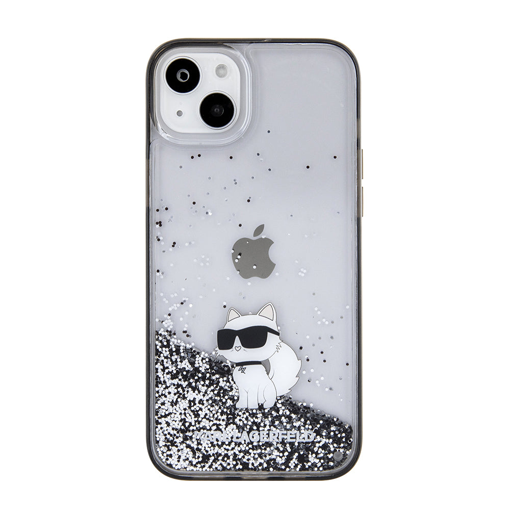 Ovitek za Apple iPhone 15 Plus, Karl Lagerfeld, Liquid Glitter Choupette, Prozoren
