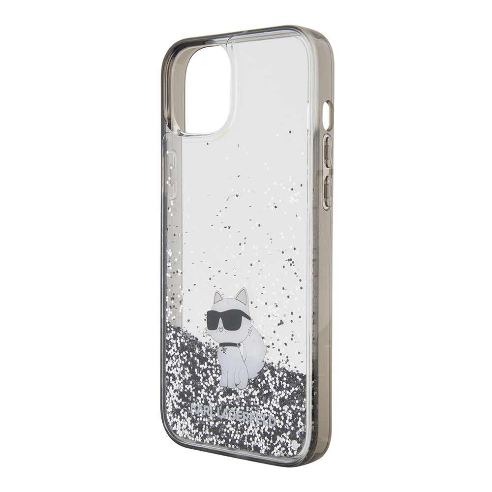 Ovitek za Apple iPhone 15 Plus, Karl Lagerfeld, Liquid Glitter Choupette, Prozoren