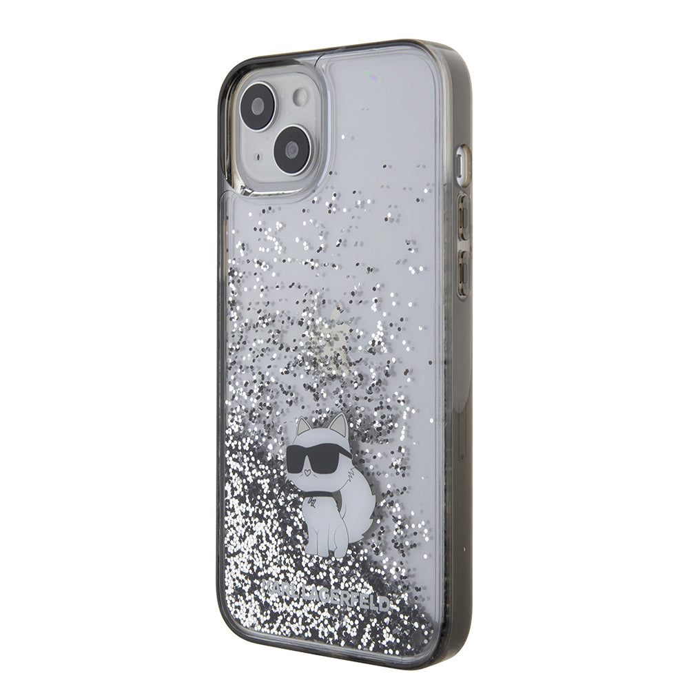 Ovitek za Apple iPhone 15 Plus, Karl Lagerfeld, Liquid Glitter Choupette, Prozoren