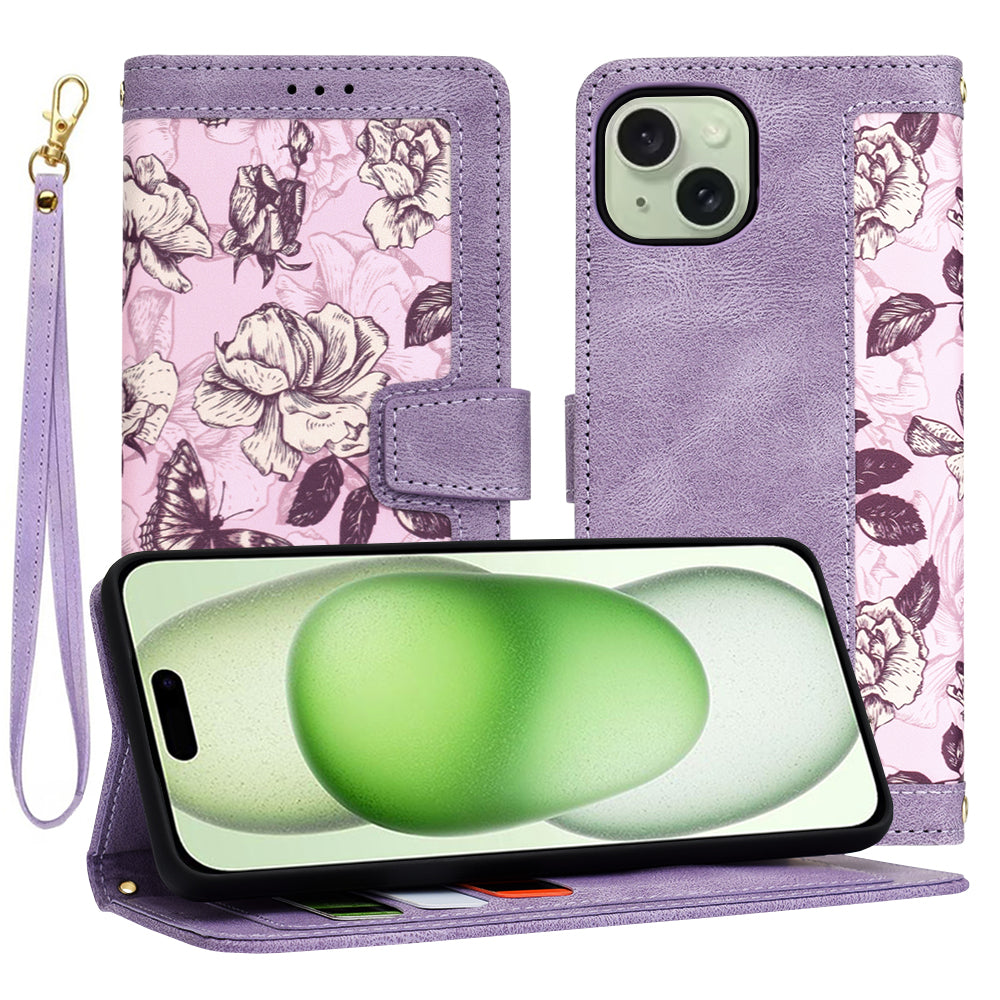 Ovitek za Apple iPhone 15 Plus, Techsuit, FlipCraft, Vijoličen