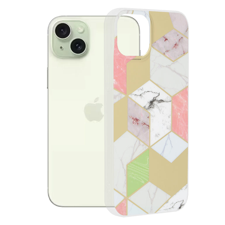 Ovitek za Apple iPhone 15 Plus, Techsuit, Marmor, Vijoličen