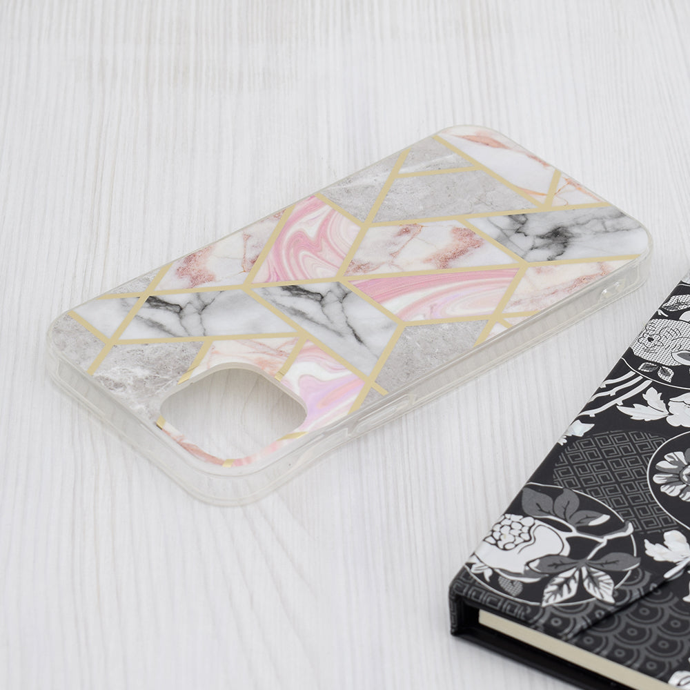 Ovitek za Apple iPhone 15 Plus, Techsuit, Marble, Roza