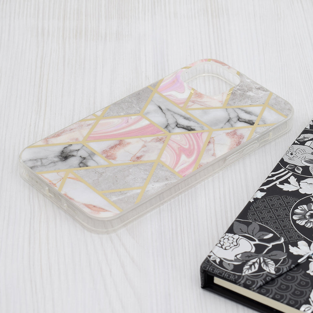 Ovitek za Apple iPhone 15 Plus, Techsuit, Marble, Roza