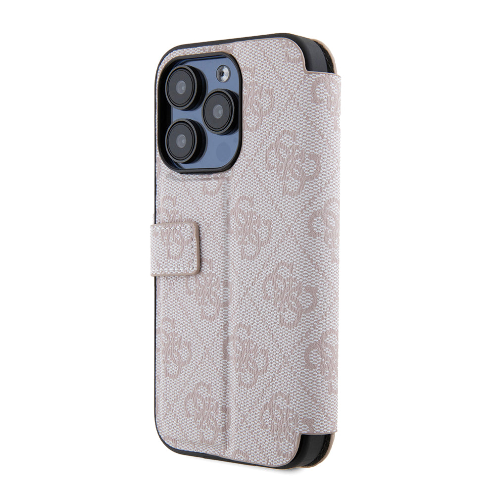 Ovitek za Apple iPhone 15 Pro, Guess, 4G Book, Roza