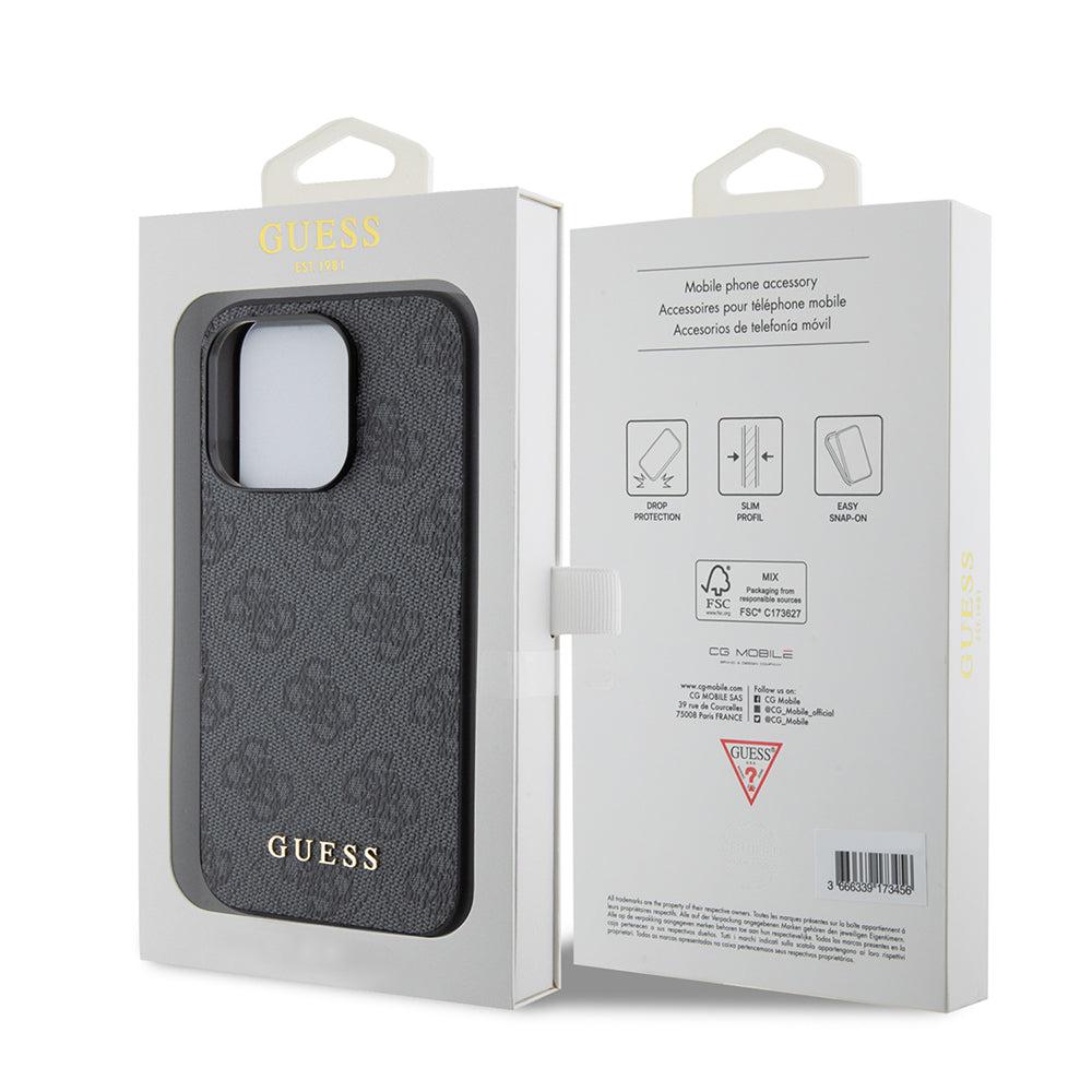 Ovitek za Apple iPhone 15 Pro, Guess, 4G Metal Gold Logo, Siv