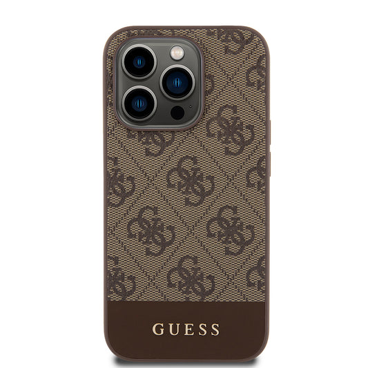 Ovitek za Apple iPhone 15 Pro, Guess, 4G Stripe, Rjava