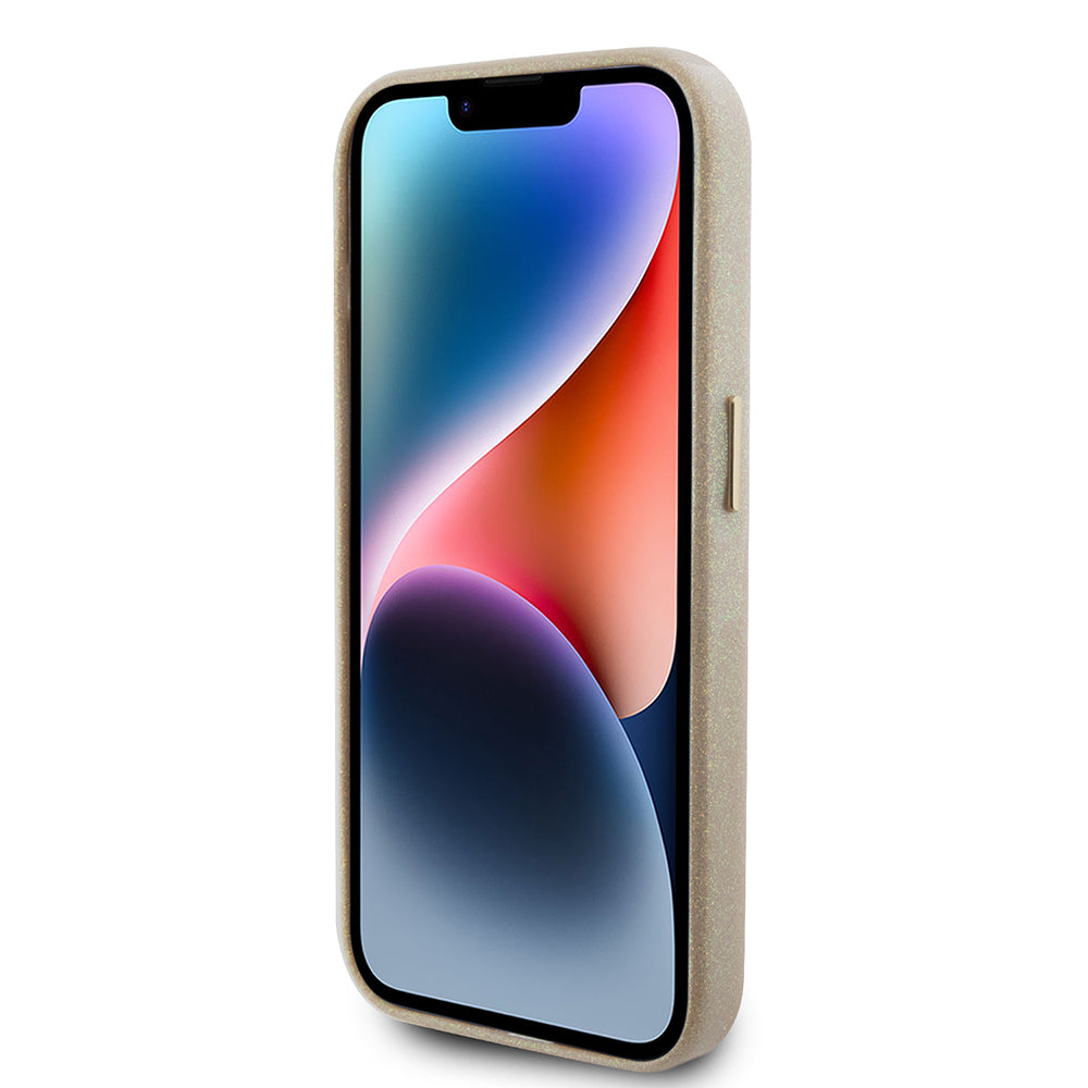 Ovitek za Apple iPhone 15 Pro, Guess, Glitter Glossy Script, Bež