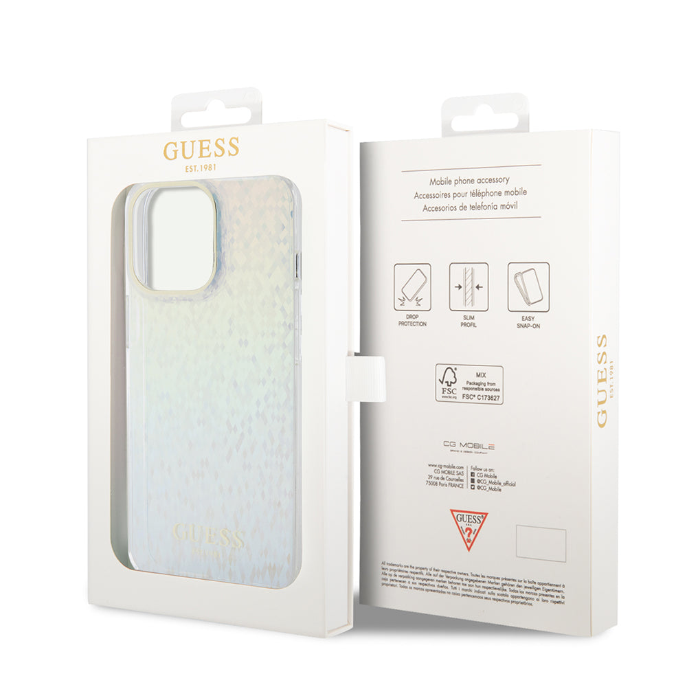 Ovitek za Apple iPhone 15 Pro, Guess, IML Faceted Mirror Disco Iridescent, Večbarvno