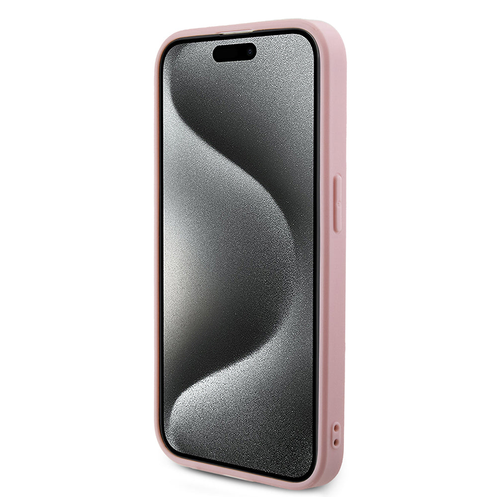Ovitek za Apple iPhone 15 Pro, Guess, Saffiano Iridescent Script, Roza