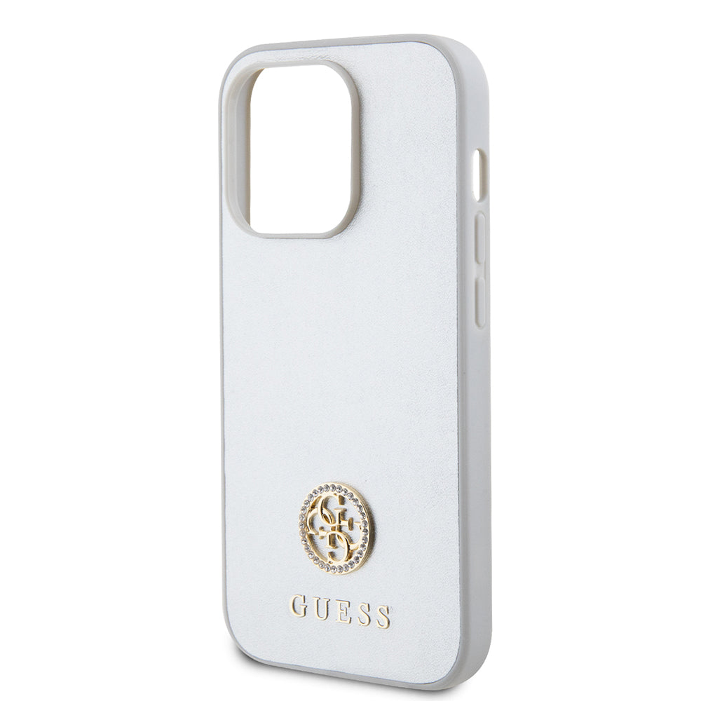 Ovitek za Apple iPhone 15 Pro, Guess, Strass Metal Logo, Srebrn.