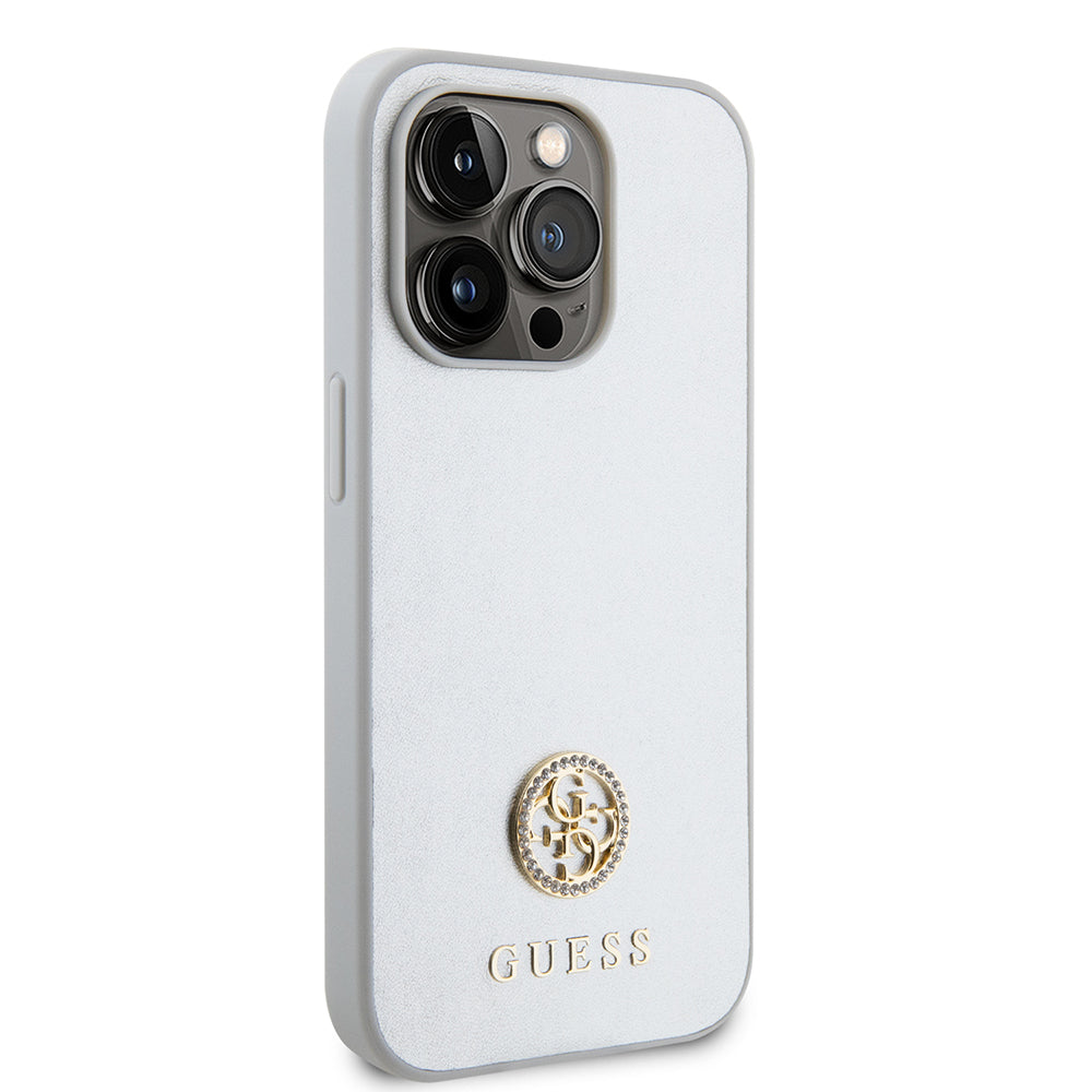 Ovitek za Apple iPhone 15 Pro, Guess, Strass Metal Logo, Srebrn.