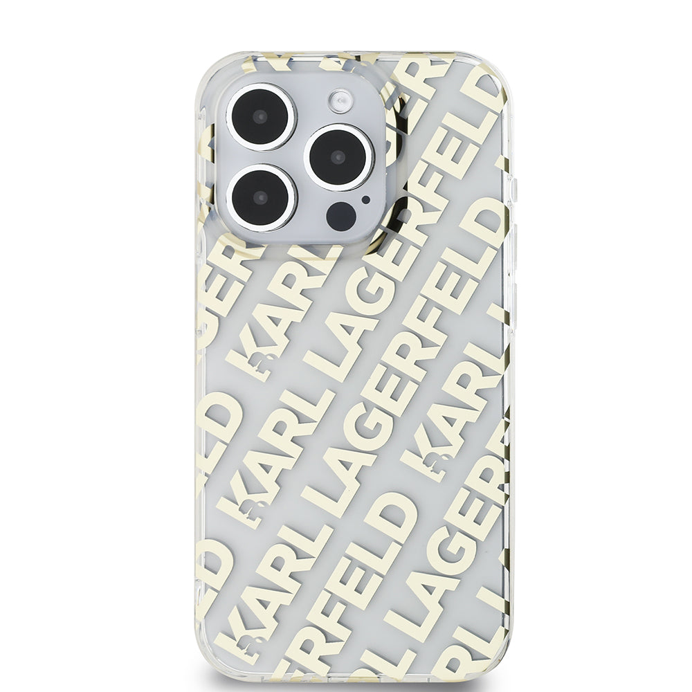 Ovitek za Apple iPhone 15 Pro, Karl Lagerfeld, IML Electroplated Repeated Logo, Zlat.