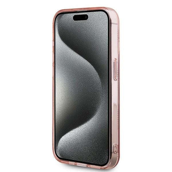 Ovitek za Apple iPhone 15 Pro, Karl Lagerfeld, IML Luxury Monogram Choupette's Head, Roza