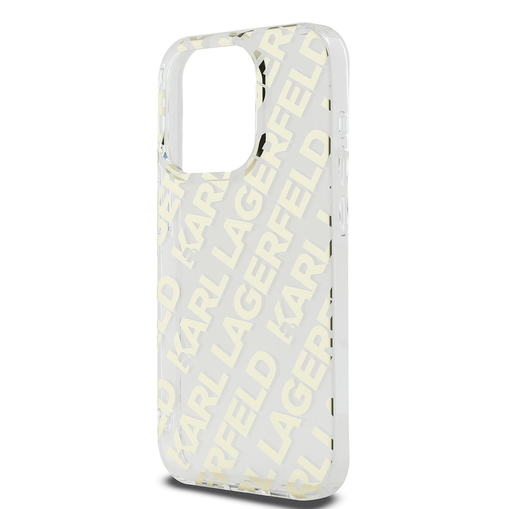 Ovitek za Apple iPhone 15 Pro, Karl Lagerfeld, IML Luxury Monogram KL Pattern with Strap, Črna