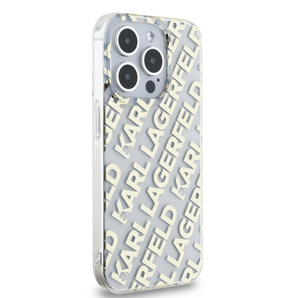 Ovitek za Apple iPhone 15 Pro, Karl Lagerfeld, IML Luxury Monogram KL Pattern with Strap, Črna