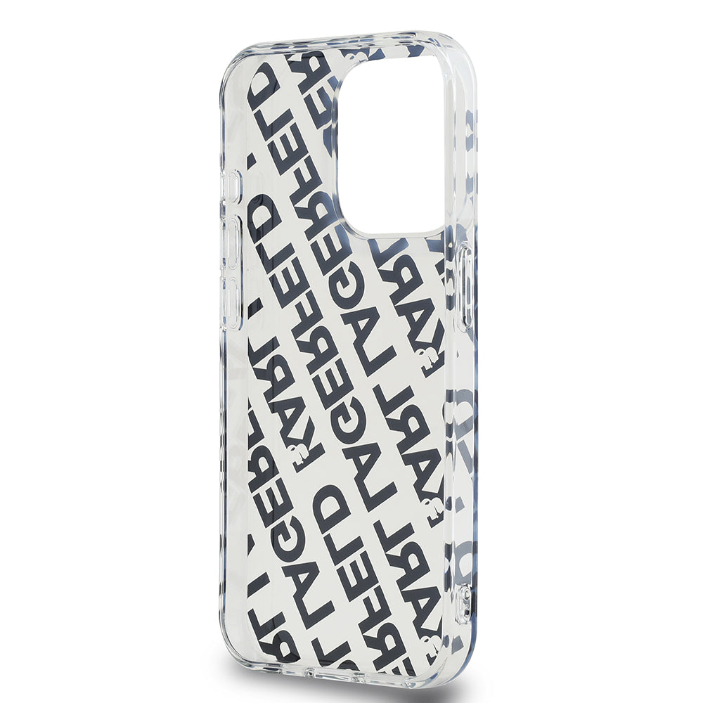 Ovitek za Apple iPhone 15 Pro, Karl Lagerfeld, IML Luxury Monogram KL Pattern with Strap, Črna