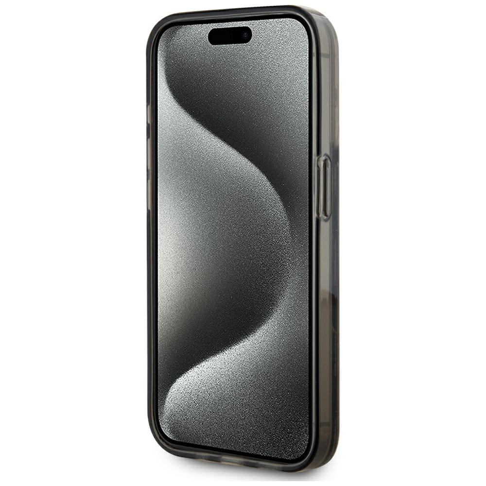 Ovitek za Apple iPhone 15 Pro, Karl Lagerfeld, Liquid Glitter Monogram, Črn
