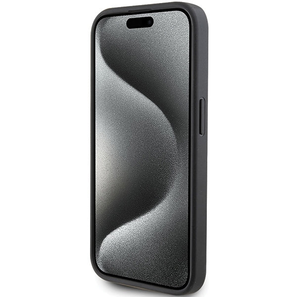 Ovitek za Apple iPhone 15 Pro, Karl Lagerfeld, Saffiano Card Slot Metal Karl & Choupette, črn