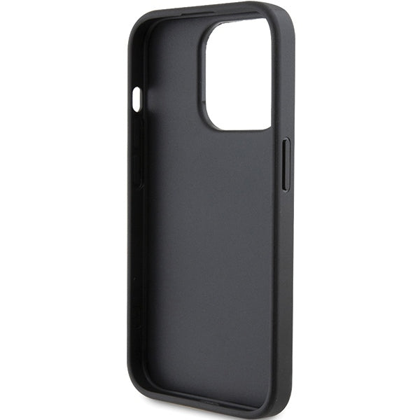 Ovitek za Apple iPhone 15 Pro, Karl Lagerfeld, Saffiano Card Slot Metal Karl & Choupette, črn