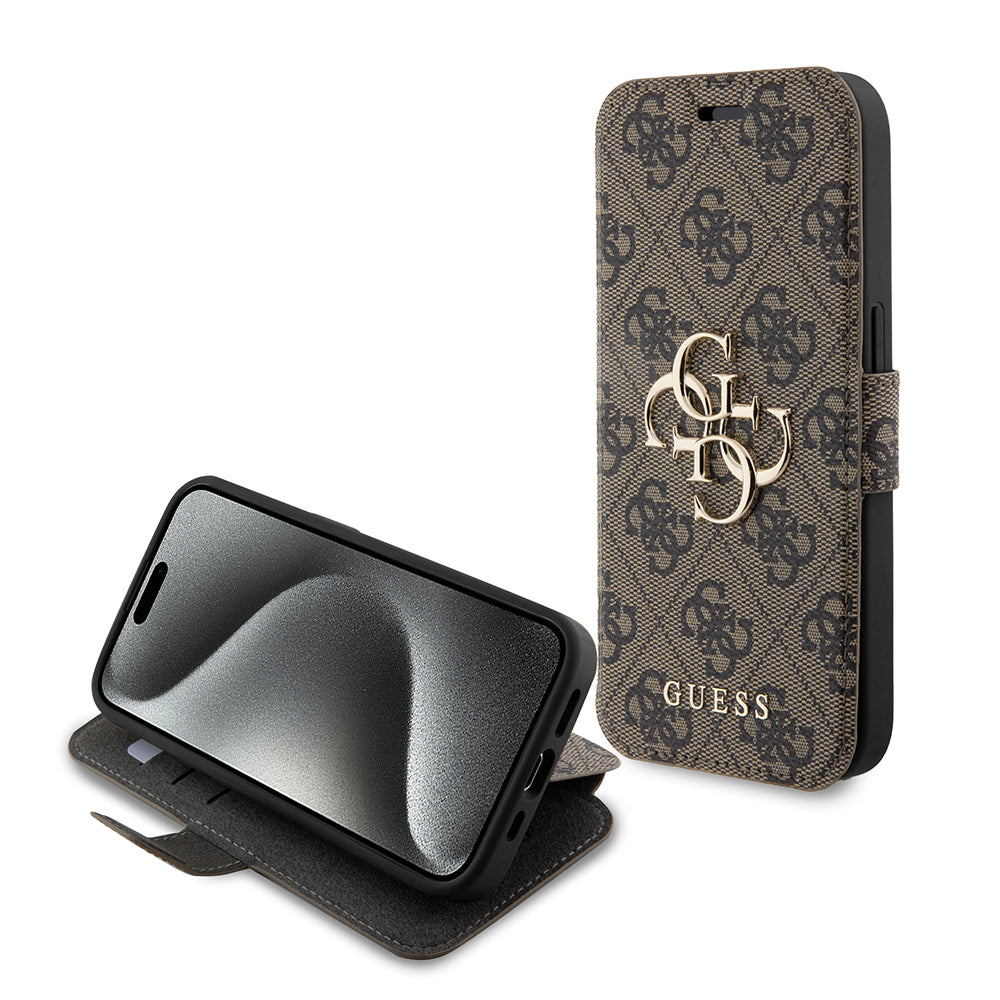 Ovitek za Apple iPhone 15 Pro Max, Guess, 4G Book, rjava