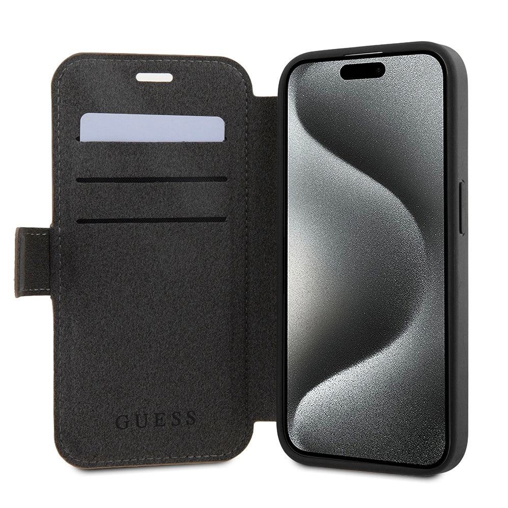 Ovitek za Apple iPhone 15 Pro Max, Guess, 4G Book, rjava