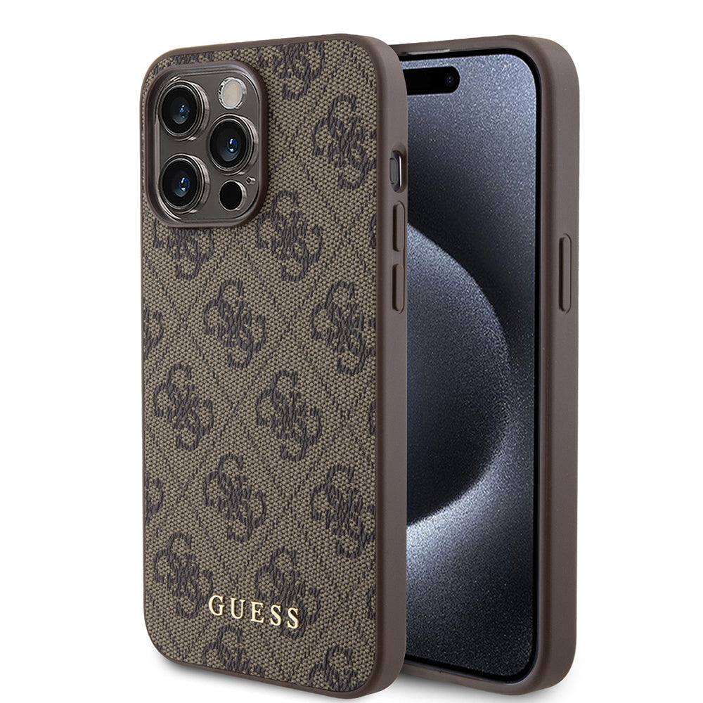 Ovitek za Apple iPhone 15 Pro Max, Guess, 4G Metal Gold Logo, rjava